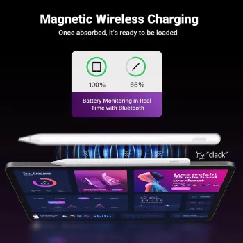 UGREEN LP653 2-in-1 planšetes un telefona statīvs ar 15W Qi bezvadu lādētāju - balts