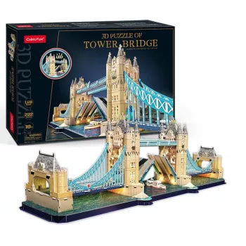 Cubic Fun 3D Puzle Tower Bridge ar LED apgaismojumu | 113 daļas | Arhitektūras modeļa komplekts