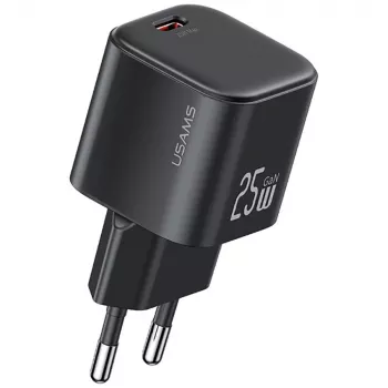 USAMS 25W GaN USB-C ātrās uzlādes lādētājs - balts
