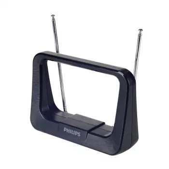 Phil iekštelpu DVB-T/T2 TV antena ar 1,8 m koaksiālo kabeli, 75 omi, 3G/4G filtrs, melna