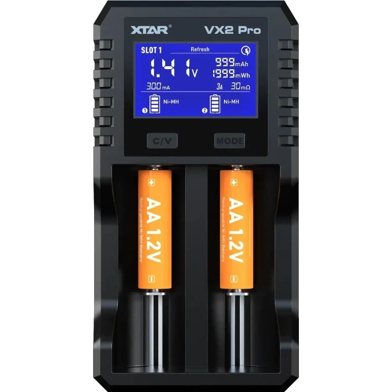 XTAR VX2 PRO KT Li-ion/LiFePO4/Ni-MH 18650 akumulatoru lādētājs