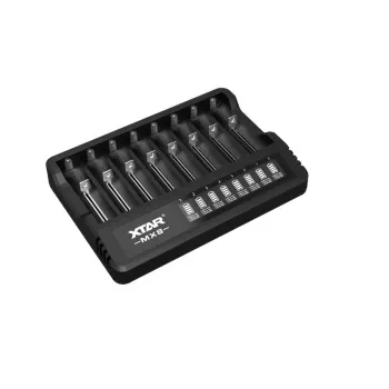 XTAR MX8 USB-C Li-ion/Ni-MH akumulatoru lādētājs, 3.7V/1.5V/1.2V