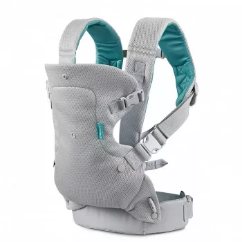 B-KIDS Infantino 4-in-1 Convertible Baby Carrier, Grey, 3.6–14.5 kg, JPMA sertificēts, ar noņemamu Wonder Cover™ bib