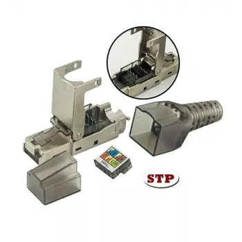 Techly 101911 Cat.6a STP bezinstrumentu RJ45 modulārais savienotājs, 10G, cinka sakausējums, 22-26 AWG
