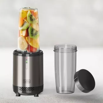 BLACK+DECKER ES9120160B Personīgais blenderis 1000W ar 2x 600ml Tritan pudelēm un ceļojuma vāciņiem