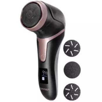 CONCEPT Electric Foot File PN3020 Melns – uzlādējams varžu noņēmējs ar 2 kvarca rullīšiem, 90 minūšu bezvadu darbība