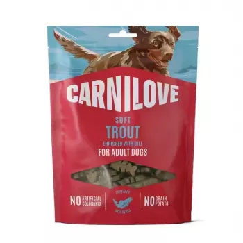 CARNILOVE Dog Soft Snack Trout with Dill 200 g – Bezkrūmu mīkstie kārumi suņiem visām šķirnēm