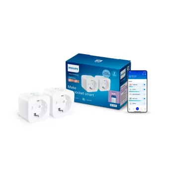 Philips Smart kontaktdakša ar jaudas mērītāju, Tips F, 2 iepakojumā