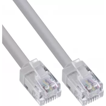 InLine® Modular Round Cable RJ12, vīrietis-vīrietis, 6 serdeņi, 6P6C, 3m, pelēks