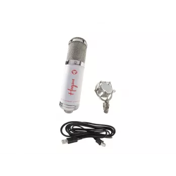Monkey Banana Hapa WH USB kondensatora mikrofons ar galda statīvu un pop filtru, balts