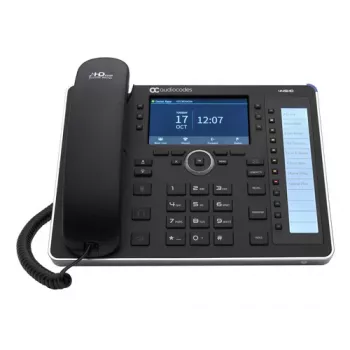 AudioCodes 445HD VoIP telefons ar numuru identifikāciju un gaidīšanas režīmu