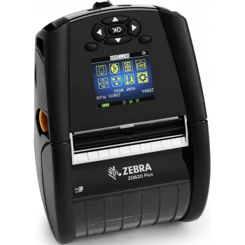 Zebra ZQ620 Plus 3 collu/72mm Healthcare tiešās drukas printeris ar Wi-Fi 6 Dual Radio (802.11AX/BT5.x), linered platen 0.75 collu serdi un Group E jostas klipsi