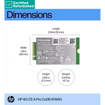 RENEW GOLD HP 4G LTE modulis m.2 WWAN Cat 16 L860-GL-16 Mobile Broadband Cellular (saderīgs ar WWAN-ready EliteBook 630 640 645 660 830 840 860 1040 G11, x360 G11, ProBook 440 460 465 G11, ZBook Firefly Fury Power 14 16 G11 G11A)