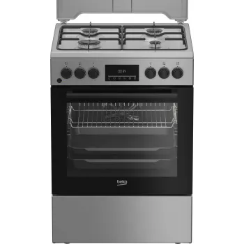 BEKO FBM62320SDS 60 cm brīvstāvoša plīts ar gāzes virsmu un elektriskajiem cepeškrāsns blokiem, A klase, LED ekrāns