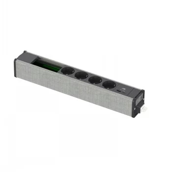 SCHNEIDER ELECTRIC UNICA SYSTEM+ MODULĀRAIS BLOKS 4xSCHUKO+USB-A/C+DATI ANTRACĪTS/PELĒKS