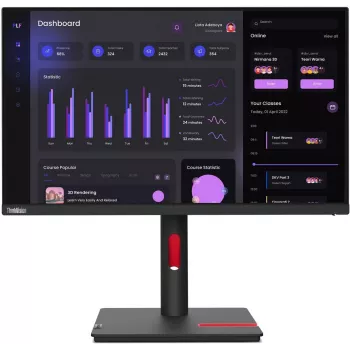Lenovo T24I-30 23,8 collu Full HD IPS monitors ar USB centrmezglu, regulējamu statīvu