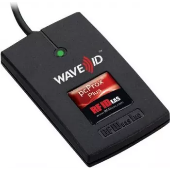 RF IDeas WAVE ID Plus Keystroke RA FactoryTalk V2 melns virsmas montāžas lasītājs