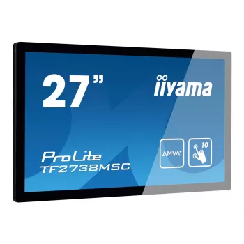 IIYAMA TF2738MSC-B2 A 27 collu Touchpanel 1080p IPS 500cd 10 pieskāriena punkti CA VGA HDMIx1 DPx1 skaļruņi 2x1W open frame melns