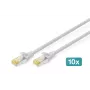 DIGITUS CAT6A S/FTP tīkla kabelis, 0,5 m, pelēks, 10 kabeļu komplekts