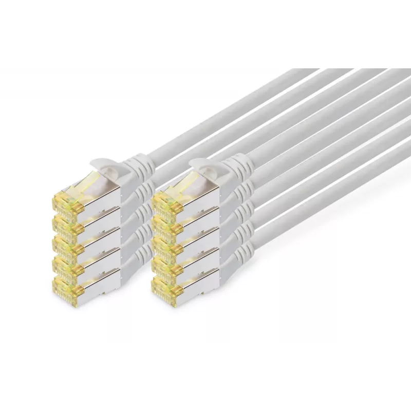 DIGITUS CAT6A S/FTP tīkla kabelis, 0,5 m, pelēks, 10 kabeļu komplekts