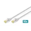 DIGITUS CAT6A S/FTP tīkla kabelis, 0,5 m, pelēks, 10 kabeļu komplekts
