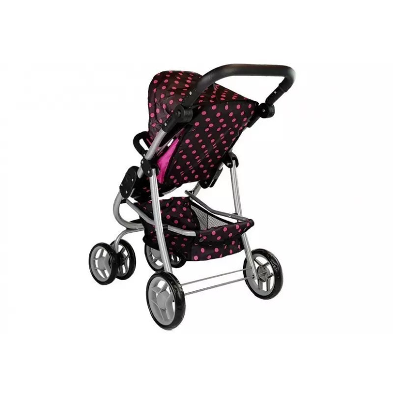 2-in-1 ratiņi ar somu un gultiņu Melns-Rozā 7706 Lean Toys