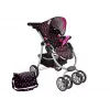 2-in-1 ratiņi ar somu un gultiņu Melns-Rozā 7706 Lean Toys