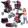 2-in-1 ratiņi ar somu un gultiņu Melns-Rozā 7706 Lean Toys