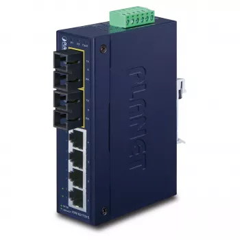 PLANET ISW-621TS15 Industrial Unmanaged L2 Fast Ethernet Switch ar 4x 10/100 + 2x 100Base-FX SC Multi-mode, DIN-Rail/Wall-Mount, -40 līdz 75°C