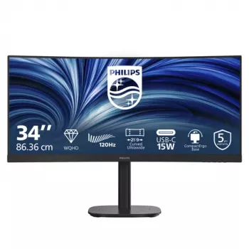 Philips 34B2N3500C 34 inch Izliekts VA LCD Monitors UWQHD 3440x1440 120Hz 1500R DisplayHDR 400 USB-C 65W