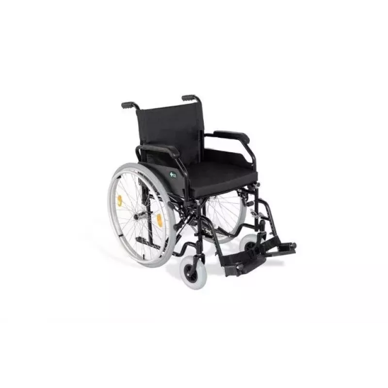 REHA FUND Steel Wheelchair RF-1/45/PN/CZA-624/PU - Manual Wheelchair, 45 cm Seat Width, 120 kg Capacity, Black