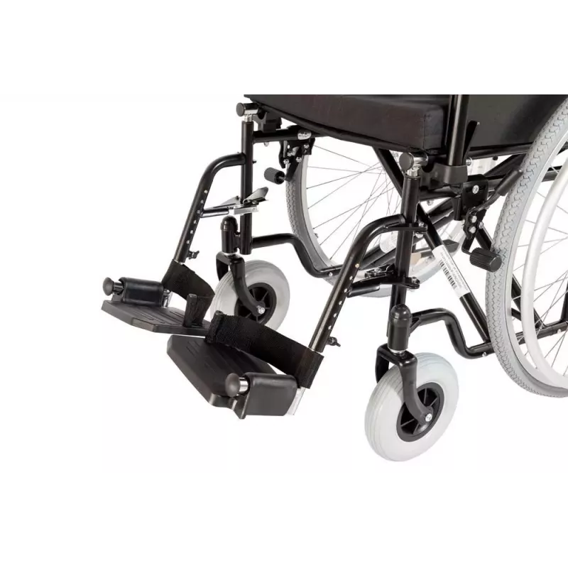 REHA FUND Steel Wheelchair RF-1/45/PN/CZA-624/PU - Manual Wheelchair, 45 cm Seat Width, 120 kg Capacity, Black