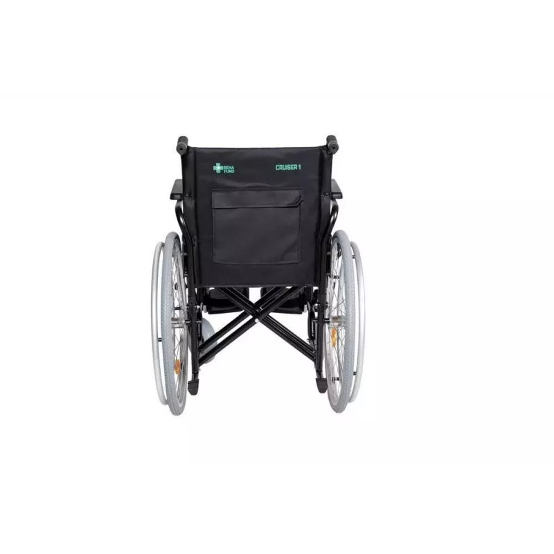 REHA FUND Steel Wheelchair RF-1/45/PN/CZA-624/PU - Manual Wheelchair, 45 cm Seat Width, 120 kg Capacity, Black