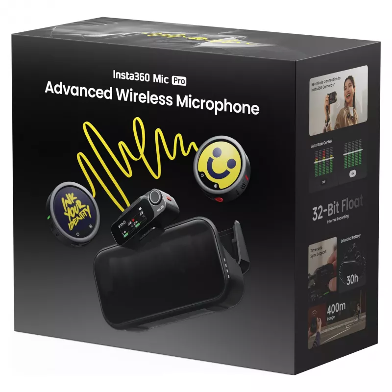 Insta360 Mic Pro (2 TX + 1 RX) - digitālā bezvadu mikrofonu sistēma