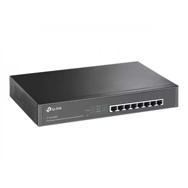 TP-Link TL-SG1008MP Nepārvaldāms Gigabitu Ethernet PoE+ Slēdzis (8 Porti, 126W Budžets, Melns)