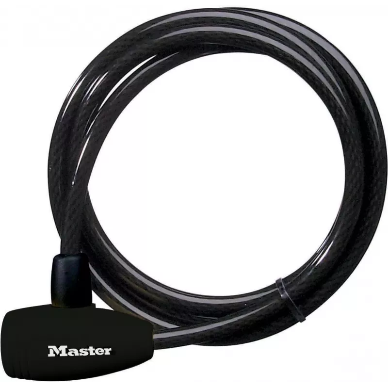 Master Lock 8154EURD kabeļa slēdzene ar atslēgu, 1,8 m x 10 mm, melna