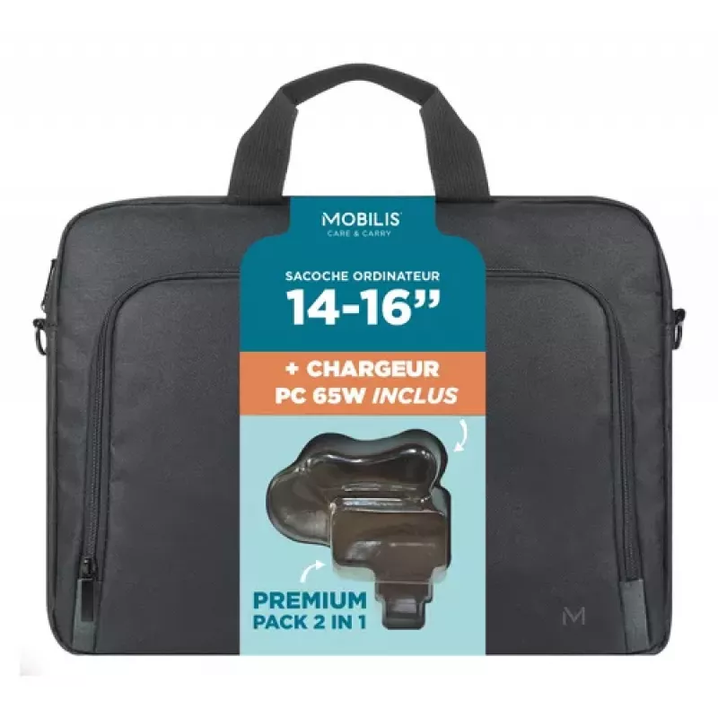 Mobilis TheOne Briefcase Toploading 14-16 + 65W Laptop Charger
