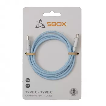 SBOX USB-C uz USB-C kabelis 1m zils - uzlādei un datu sinhronizācijai