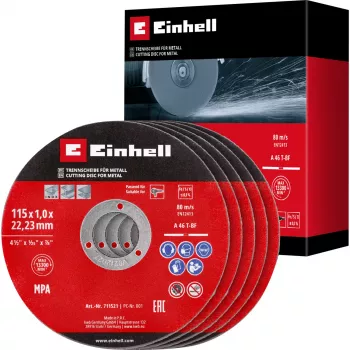 EINHELL-KWB Thin Cutting Disc, Ø 115 x 1,0 mm, 5 Pieces (for Angle Grinder)