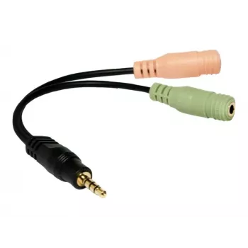Logilink Audio Jack Adapter, 4-Pin, 3,5 mm Stereo Male to 2x 3,5mm Female, 0,15 m