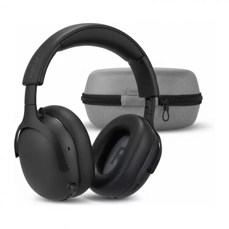 MEDION LIFE HX-1 Plus Over-Ear austiņas Black ANC Bluetooth 5.2 100h Battery IPX4