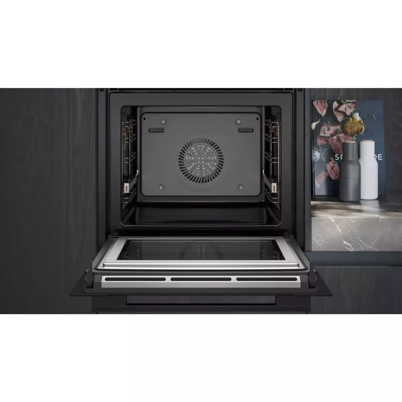 SIEMENS HM736GAB1 iQ700 Iebūvējamā cepeškrāsns ar mikroviļņu krāsni, melna, 60 cm, Home Connect