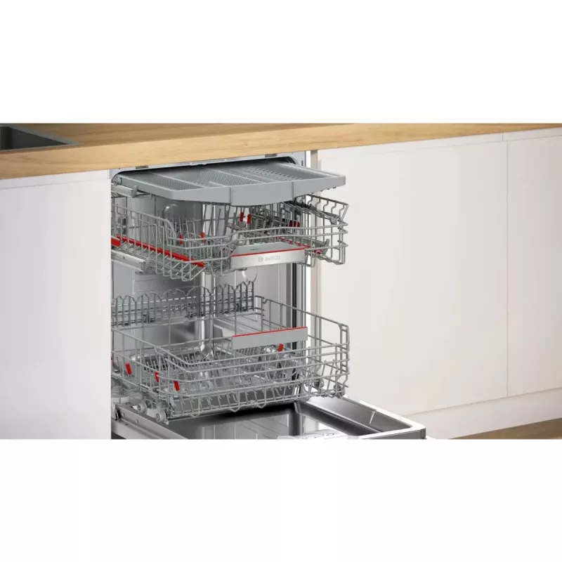 BOSCH SMI6ECS12E Serie 6 daļēji integrējamā trauku mazgājamā mašīna (birstēts nerūsējošais tērauds, 60 cm, Home Connect)