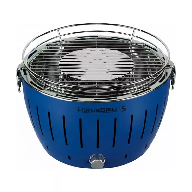 LotusGrill G280 pārnēsājamais ogļu grils ar bezdūmu tehnoloģiju, zilā krāsā