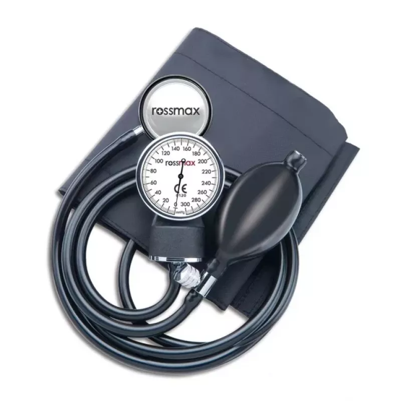 ROSSMAX Palm Type Aneroid Sphygmomanometer GB102 ar neilona aproci un pārnēsāšanas maciņu