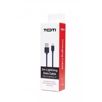 SEEK TOTI USB-A uz Lightning, 2m PVC Datu Kabelis 2A (nav MFI), Melns