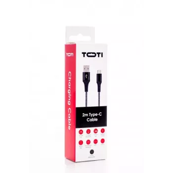 SEEK TOTI USB-A uz USB-C 2m pīts kabelis 2A, melns/Space Grey