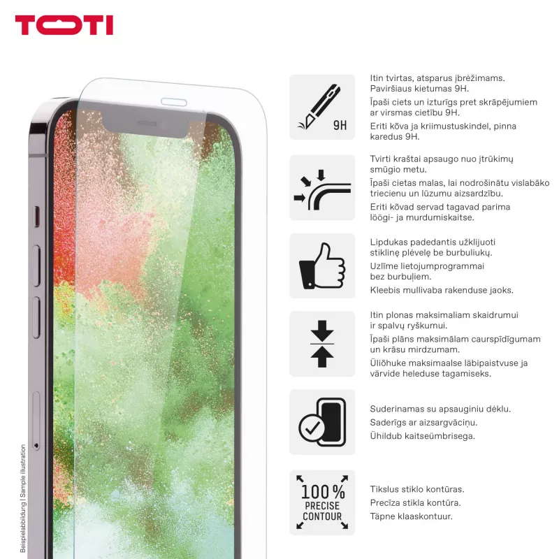 TOTI Tempered Glass 2D Screen Protector Full Cover for iPhone 17/16 Pro Transparent