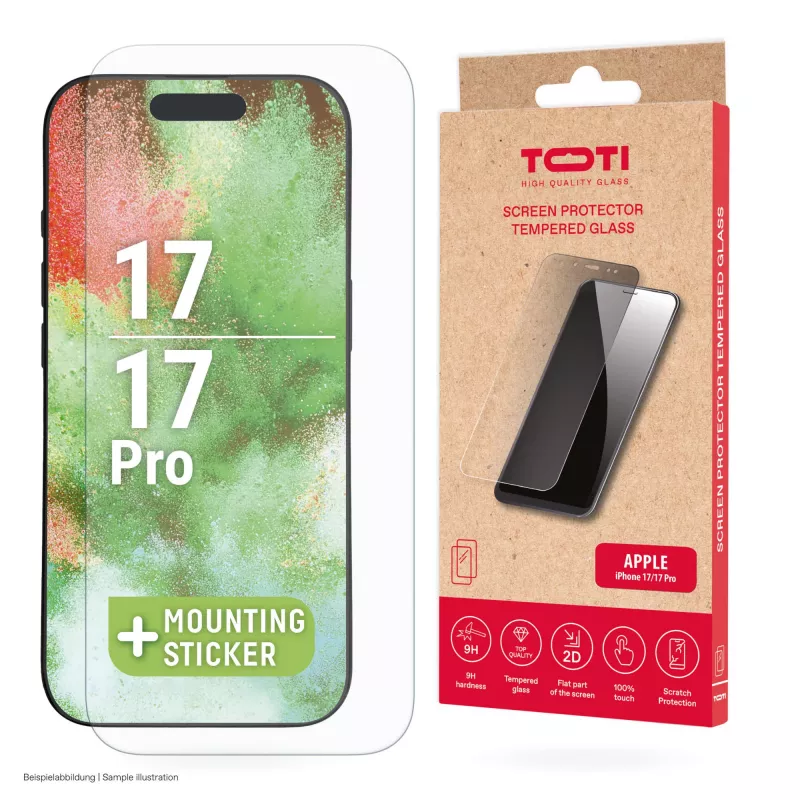 TOTI Tempered Glass 2D Screen Protector Full Cover for iPhone 17/16 Pro Transparent