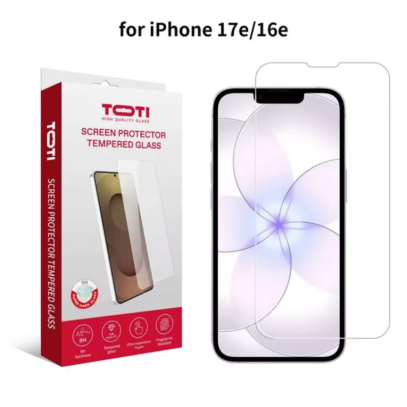 TOTI Tempered Glass 2D Screen Protector Full Cover for iPhone 16e/17e Transparent